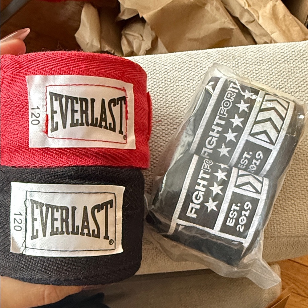 NEVER USED. Everlast Red and Black Men’s Boxing Hand Wraps